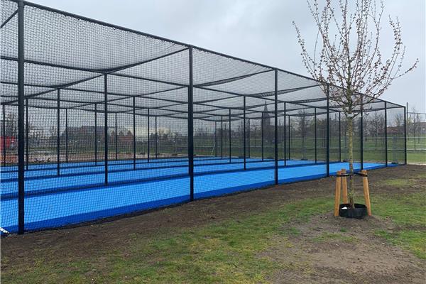 Aménagement terrain de cricket en gazon synthétique et terrain de volleyball en asphalte - Sportinfrabouw NV